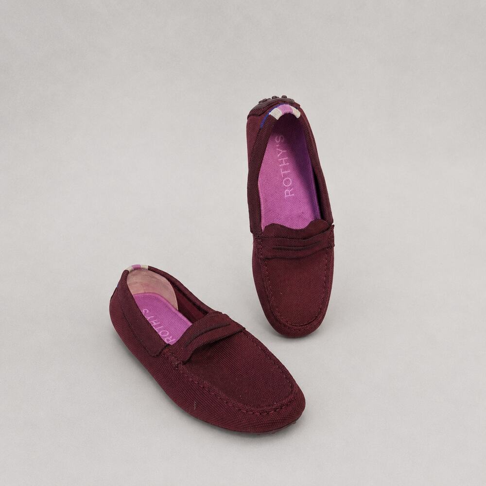 Rothy's The Driver Flat Loafers Womens 9 Burgundy Knit Fabric Slip On